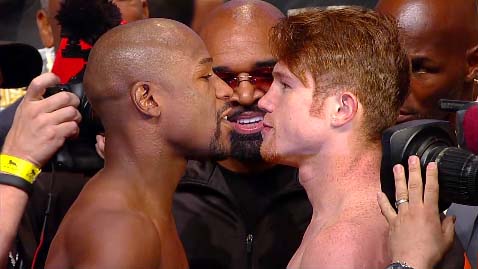 THE ONE-Mayweather vs Canelo & Garcia vs Mathysse weigh-in